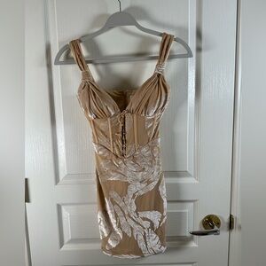 Oh Polly Tan and Cream Mini Dress